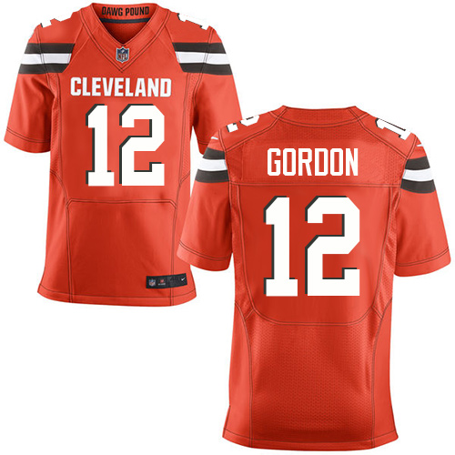 Men's Elite Josh Gordon Nike Jersey Orange Alternate - #12 NFL Cleveland Browns